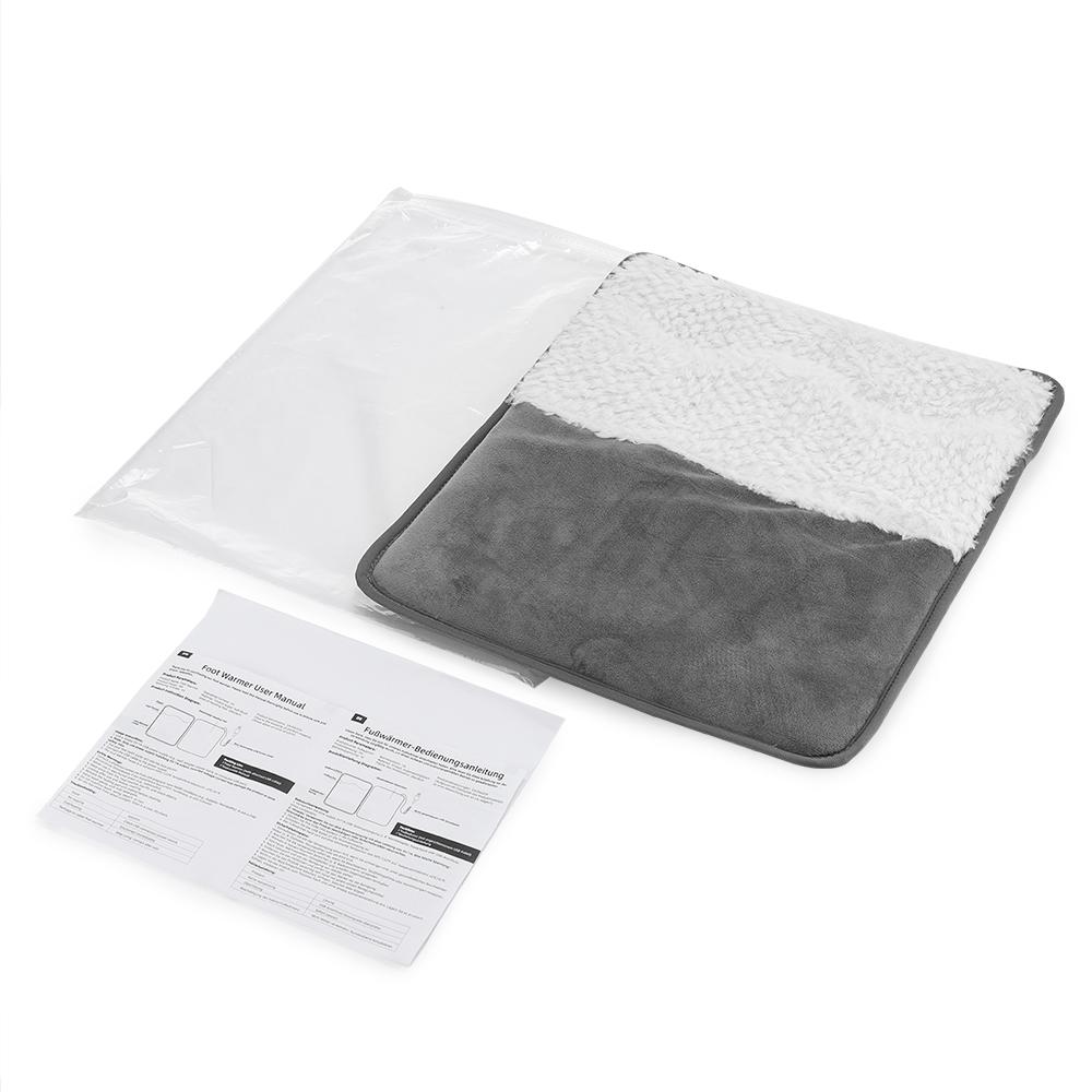 Электрическая грелка для ног с USB-зарядкой, зимняя мягкая плюшевая моющаяся грелка для ног, улучшающая сон, бытовой коврик для согрева ног серый