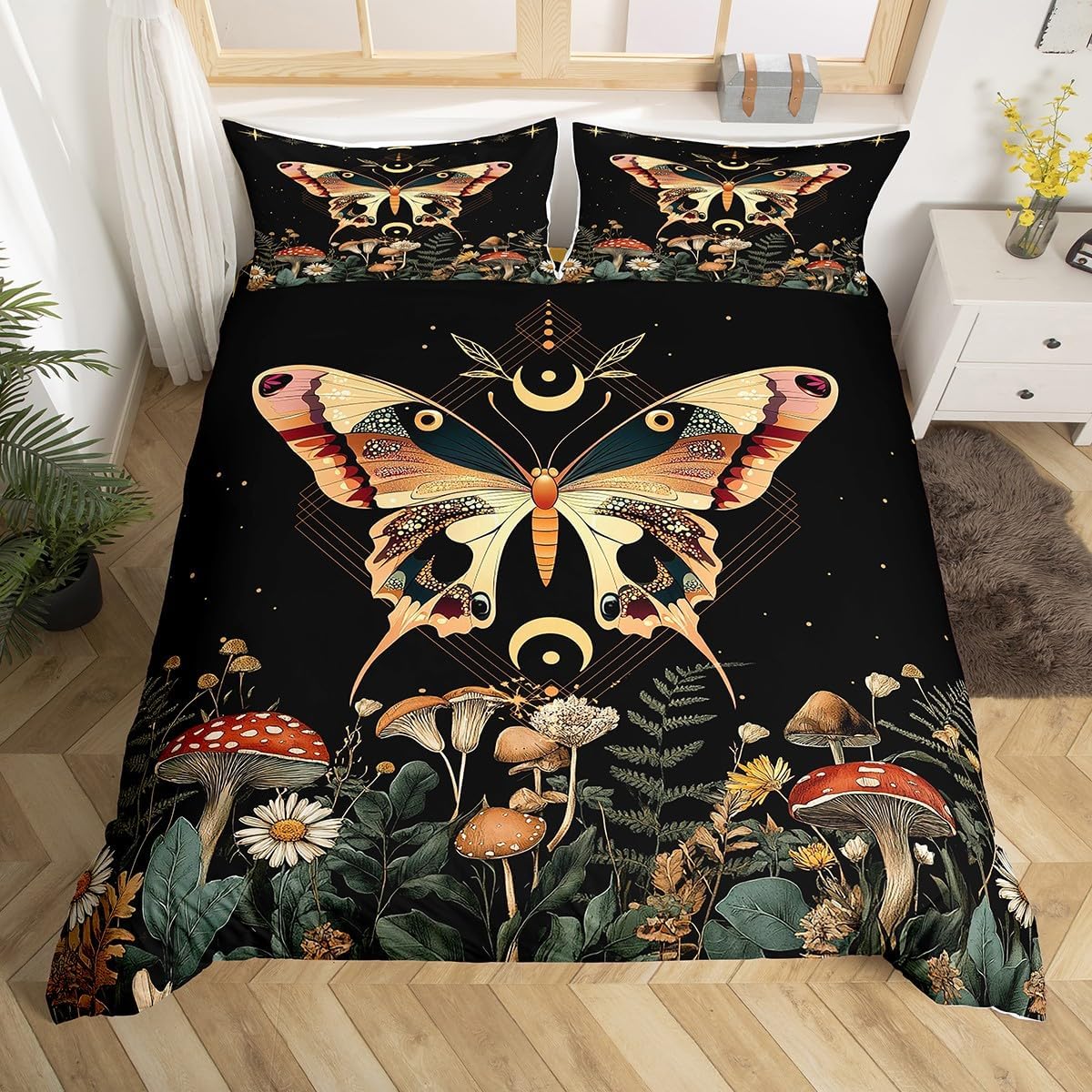 Boho Butterfly Duvet Cover Twin King,Star Moon Starry Sky Galaxy Bedding Set For Boy Girl,Cute Mushroom Daisy Flower Quilt Cover EU Single(135x200cm)
Boho Butterfly Duvet Cover Twin King,Star Moon Starry Sky Galaxy Bedding Set For Boy Girl,Cute Mushroom Daisy Flower Quilt Cover EU Single(135x200cm)