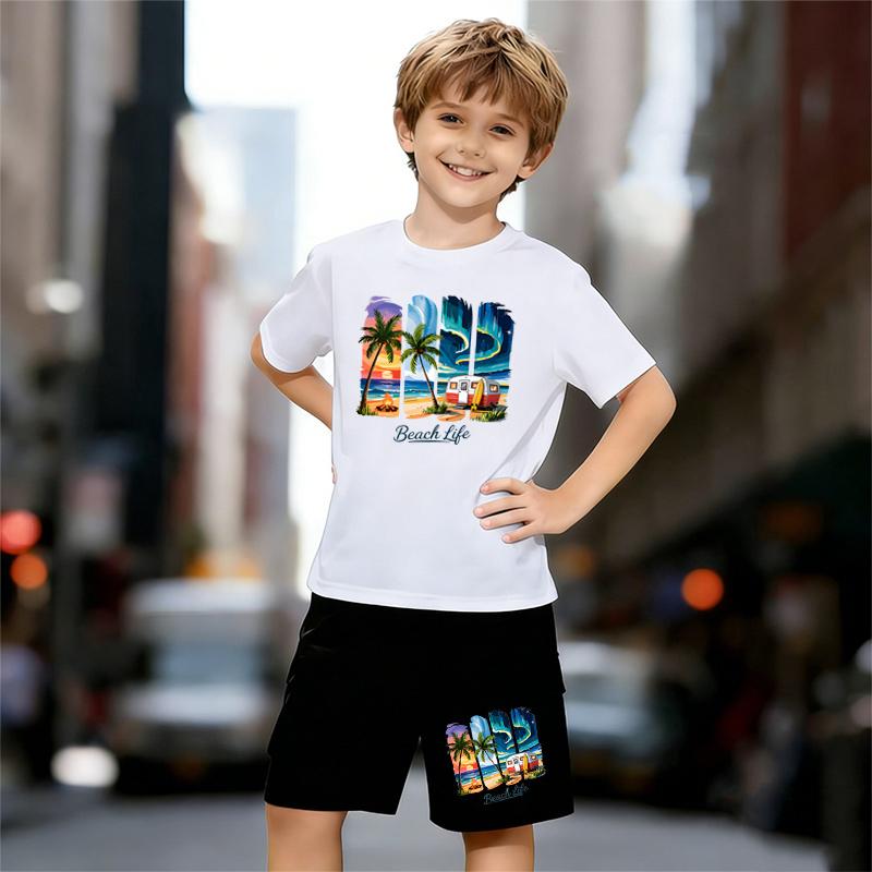 Boys 2 Piece Beach Printed Design Outfit, Short Sleeve T-Shirt and Shorts Set for Kids Age 5-14, Black and White Sporty Casual Summer Clothes 13-14 Years білий
Boys 2 Piece Beach Printed Design Outfit, Short Sleeve T-Shirt and Shorts Set for Kids Age 5-14, Black and White Sporty Casual Summer Clothes 13-14 Years білий