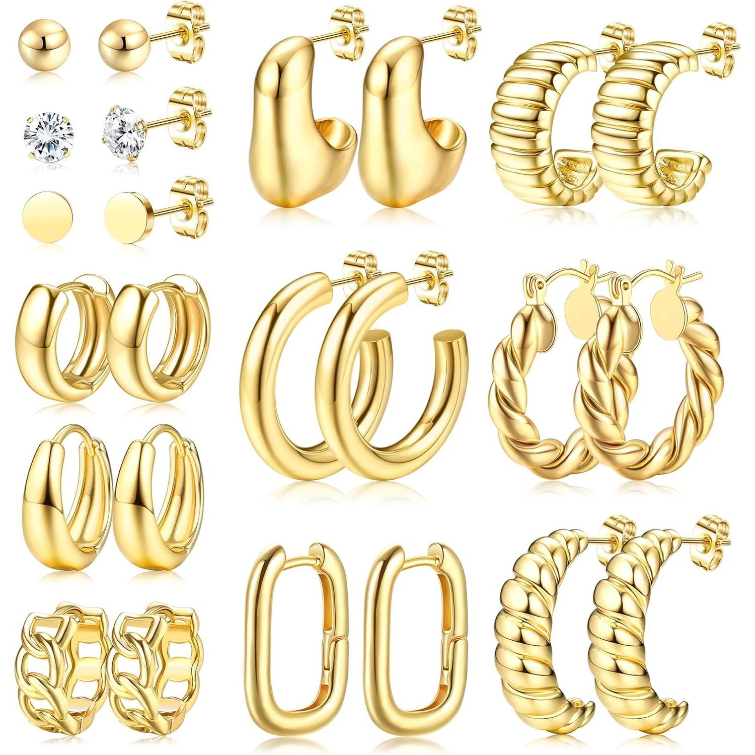 Bobisty 12 Pairs Hoop Earrings for Women Men Stainless Surgical Steel Stud Huggie Earing Piercing Jewelry for Sensitive Ears
Bobisty 12 Pairs Hoop Earrings for Women Men Stainless Surgical Steel Stud Huggie Earing Piercing Jewelry for Sensitive Ears