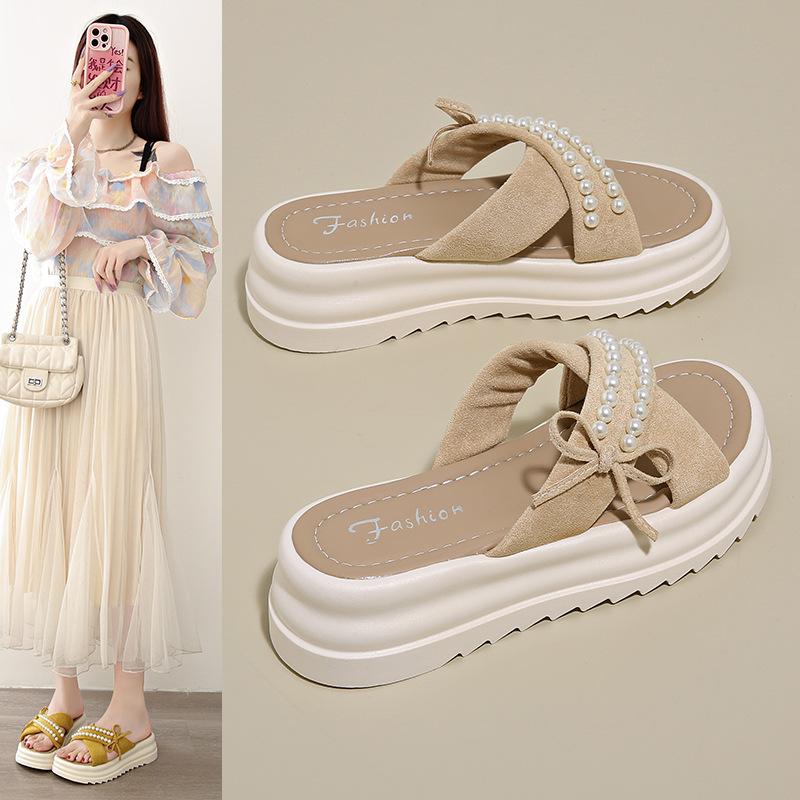 5Cm thick-soled slippers women s summer wear new pearl bow cross sandals with skirt one-word sandals 35
5Cm thick-soled slippers women s summer wear new pearl bow cross sandals with skirt one-word sandals 35