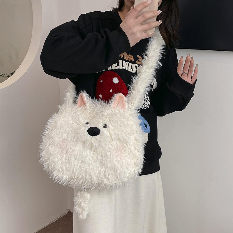 Cute plush bag spring and summer new sweet girl shoulder large capacity messenger bag puppy tote bag білий
Cute plush bag spring and summer new sweet girl shoulder large capacity messenger bag puppy tote bag білий