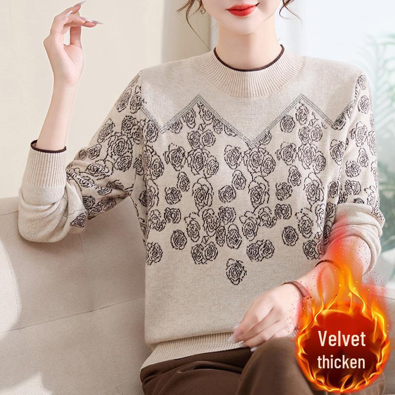 Mom s Velvet-Lined Knit Sweater - Half-High Collar, Warm Base Layer for Middle-Aged/Elderly Women, Perfect for Autumn & Winter 3XL (120-130 jin)
Mom s Velvet-Lined Knit Sweater - Half-High Collar, Warm Base Layer for Middle-Aged/Elderly Women, Perfect for Autumn & Winter 3XL (120-130 jin)