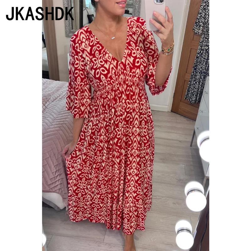 JKASHDK Women s Fashion Summer Spring Flower Pattern Print 1/2 Sleeves V-Neck Casual Dresses S красный
JKASHDK Women s Fashion Summer Spring Flower Pattern Print 1/2 Sleeves V-Neck Casual Dresses S красный