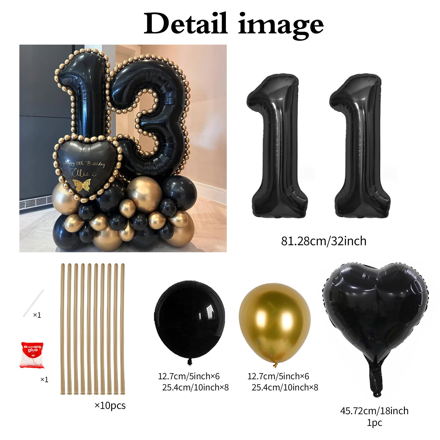 Black digital column balloon set with heart-shaped aluminum foil balloons for birthday, graduation, and anniversary decoration Other
Black digital column balloon set with heart-shaped aluminum foil balloons for birthday, graduation, and anniversary decoration Other