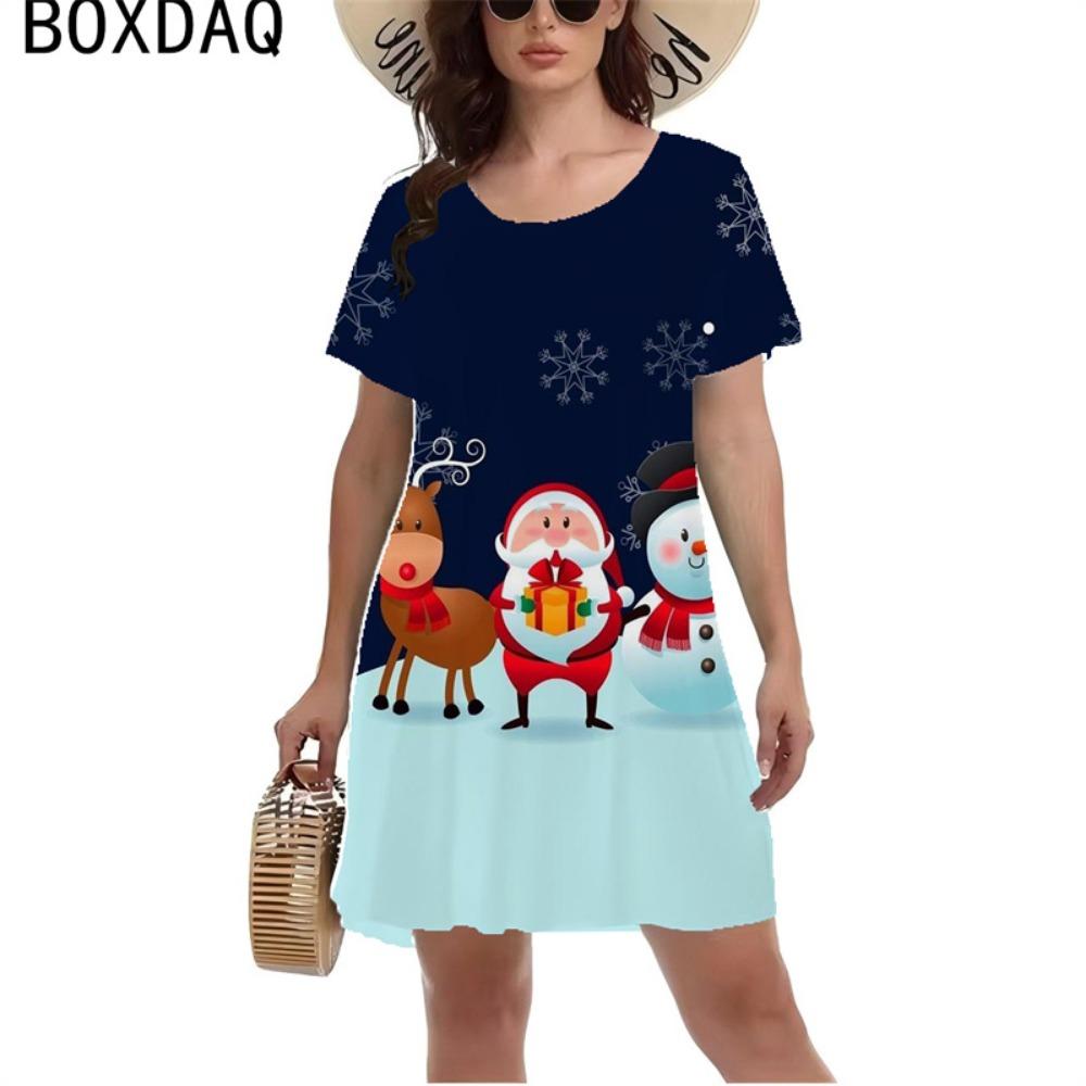Funny Santa Print Mini Dress for Women O-neck Short-sleeved Casual A-line Dress New Year Party S
Funny Santa Print Mini Dress for Women O-neck Short-sleeved Casual A-line Dress New Year Party S