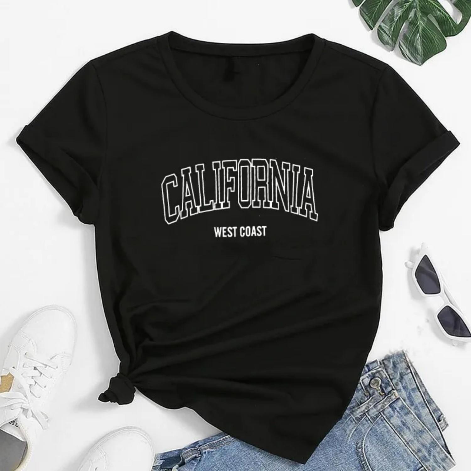 Женская футболка с забавным черным принтом California West Coast Letter в стиле Харадзюку, лето 2010 года, повседневная уличная одежда S чёрный
Женская футболка с забавным черным принтом California West Coast Letter в стиле Харадзюку, лето 2010 года, повседневная уличная одежда S чёрный