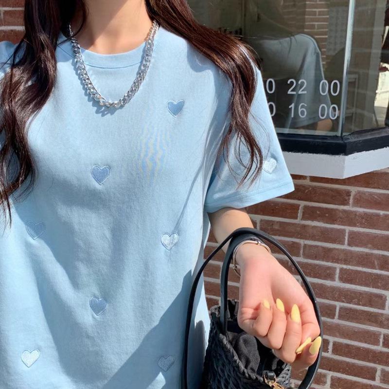 Women s Summer 2023 Heart Embroidered Loose Fit Short-Sleeve Round Neck T-Shirt - Korean Style. M зелений
Women s Summer 2023 Heart Embroidered Loose Fit Short-Sleeve Round Neck T-Shirt - Korean Style. M зелений