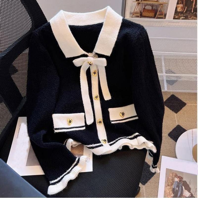 Вязаный кардиган с галстуком-бабочкой для женщин на весну и осень, новый короткий стильный свитер контрастного цвета, милый маленький ароматный свитер One Size чёрный
Вязаный кардиган с галстуком-бабочкой для женщин на весну и осень, новый короткий стильный свитер контрастного цвета, милый маленький ароматный свитер One Size чёрный