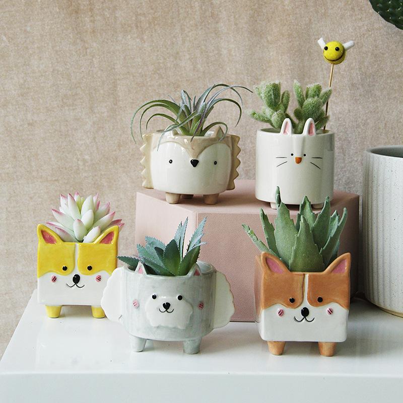 Creative Cartoon Dog Ceramic Flowerpot Plant Cactus Potted Flowerpot Abstract Animal Vase Crafts Desktop Living Room Decoration
Creative Cartoon Dog Ceramic Flowerpot Plant Cactus Potted Flowerpot Abstract Animal Vase Crafts Desktop Living Room Decoration