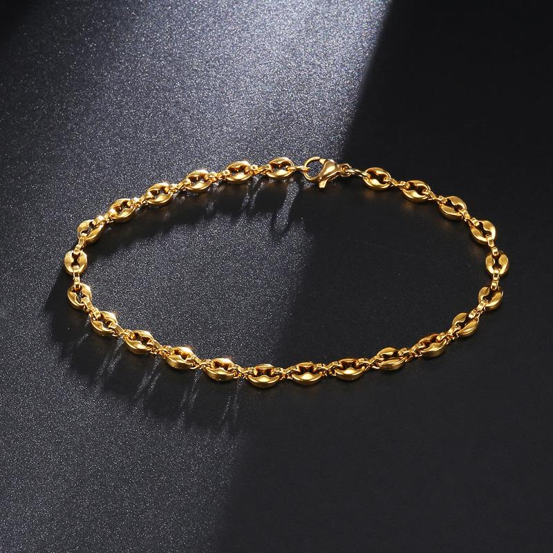 4.5mm Stainless Steel Coffee Bean Bracelet with Button Clasp - European and American Style Jewelry
4.5mm Stainless Steel Coffee Bean Bracelet with Button Clasp - European and American Style Jewelry