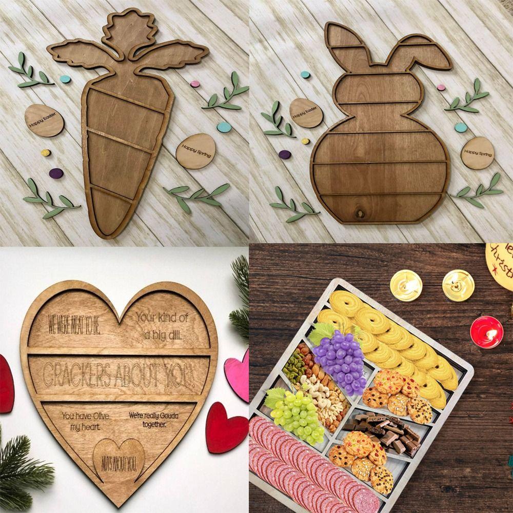 Настольный косметический органайзер, подносы для конфет и орехов, поднос для хранения ювелирных изделий, поднос с кроликом, деревянный поднос для закусок, Пасха