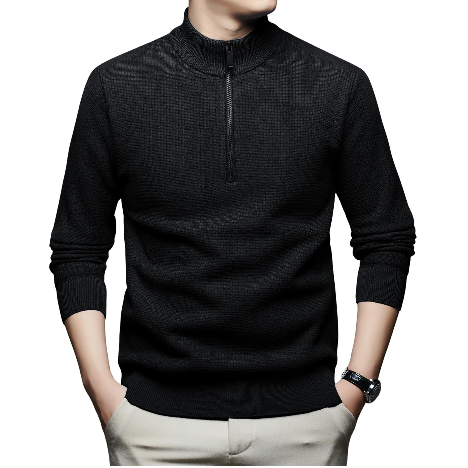 MYMRIN Wool Sweater with a Waffle and Warm for Fall and Winter Size Men s Soft, Fleece-Lined Knit, Half-Zip Sweater, Thick, (Black, 3XL) чорний
MYMRIN Wool Sweater with a Waffle and Warm for Fall and Winter Size Men s Soft, Fleece-Lined Knit, Half-Zip Sweater, Thick, (Black, 3XL) чорний