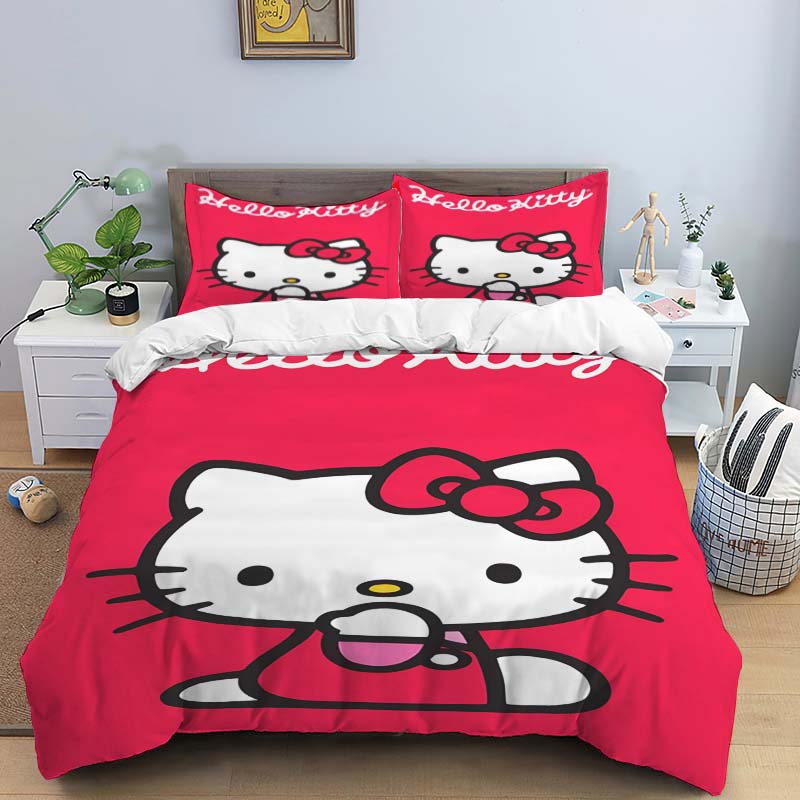 This adorable Hello Kitty printed cartoon duvet cover bedding set is a cute anime-themed home decor item suitable for both child 135x200cm
This adorable Hello Kitty printed cartoon duvet cover bedding set is a cute anime-themed home decor item suitable for both child 135x200cm