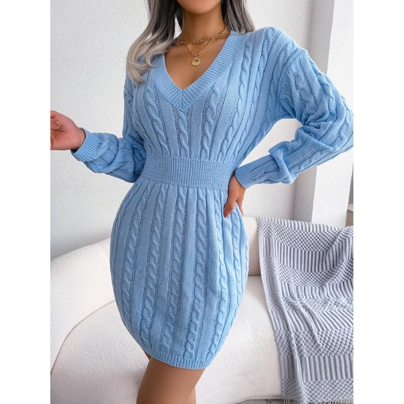 Women Sweater Dresses Cocktail V Neck Knitted Dress Sweater Sheath Dress L синій
Women Sweater Dresses Cocktail V Neck Knitted Dress Sweater Sheath Dress L синій