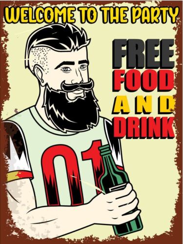 Metal plaque vintage retro style Party Free Food And Drink Classic tin door signAluminum 20x30cm(7.8x11.8inch)
Metal plaque vintage retro style Party Free Food And Drink Classic tin door signAluminum 20x30cm(7.8x11.8inch)