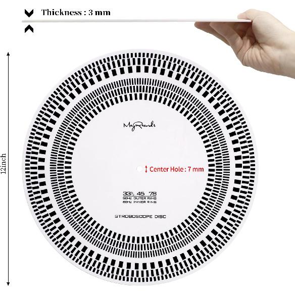Turntable Strobe Disc Stroboscope Mat, 12 LP Turntables Calibration Disc Rotational Speed Detection for All Vinyl Record Players
Turntable Strobe Disc Stroboscope Mat, 12 LP Turntables Calibration Disc Rotational Speed Detection for All Vinyl Record Players