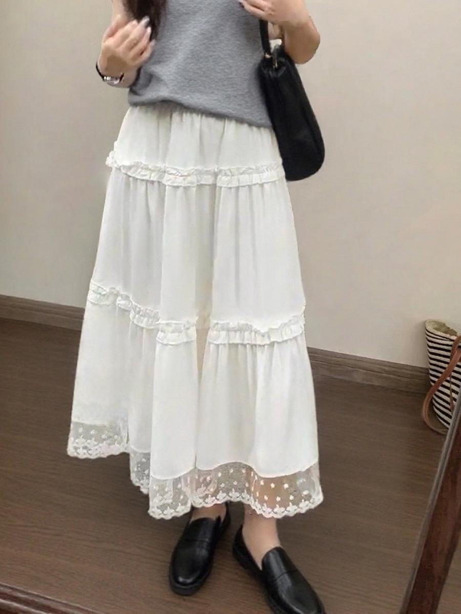 Elastic High-Waisted Patchwork Lace Trim Midi Skirt, Women s Spring 2026 Versatile Ruffled Layered Cake Skirt. One Size білий
Elastic High-Waisted Patchwork Lace Trim Midi Skirt, Women s Spring 2026 Versatile Ruffled Layered Cake Skirt. One Size білий