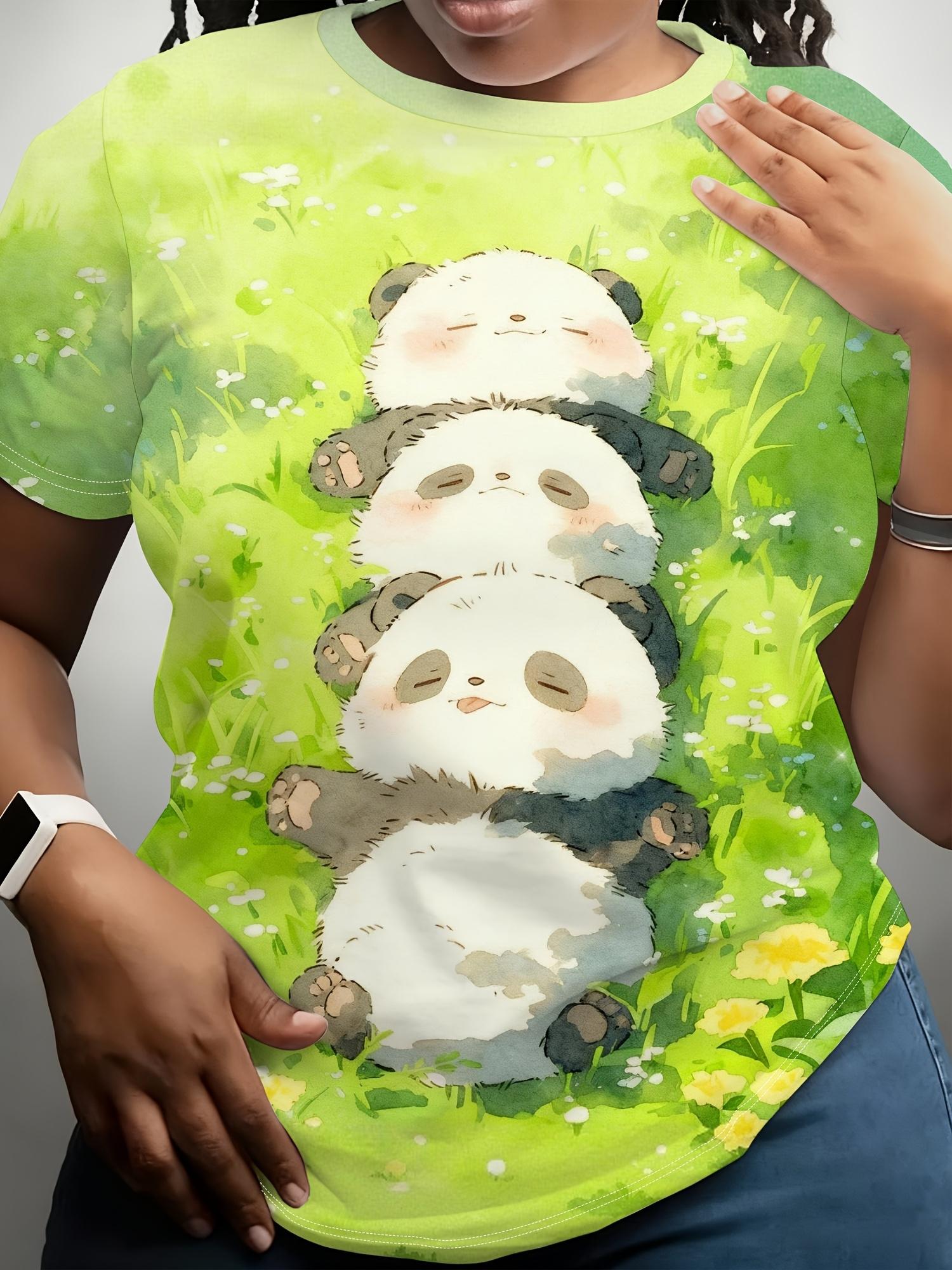 Women s Panda Print Short Sleeve T-Shirt - Oversized Round Neck Blouse Suitable for. Loose Fit Casual Summer Top with Panda. Machine Washable Casual A S дубильная кора
Women s Panda Print Short Sleeve T-Shirt - Oversized Round Neck Blouse Suitable for. Loose Fit Casual Summer Top with Panda. Machine Washable Casual A S дубильная кора