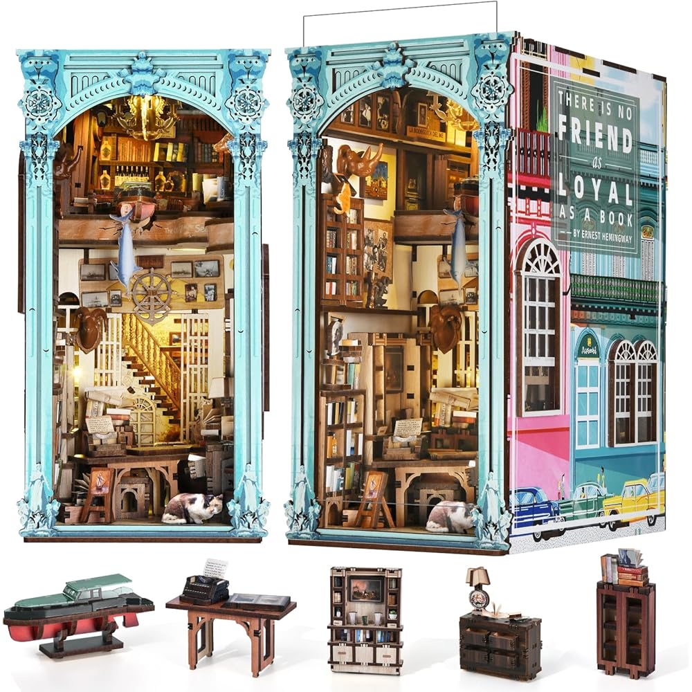 MiniCity DIY Book Nook Kit 3D Miniature House with LED Decor Wooden Craft Bookend for Teens and Adults
MiniCity DIY Book Nook Kit 3D Miniature House with LED Decor Wooden Craft Bookend for Teens and Adults
