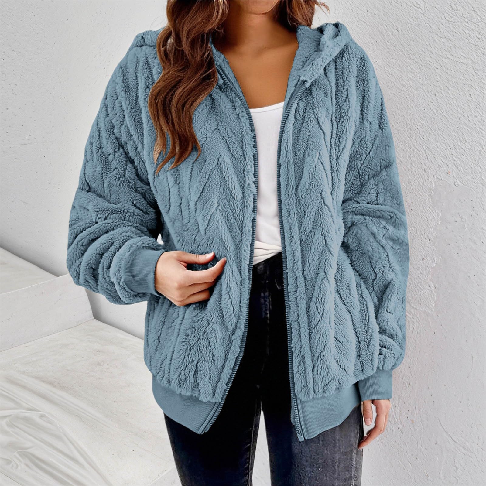 Fleece Jacket Women With Hood Fuzzy Zip Up Hoodie Oversized Soft Warm Knit Pullover Sweatshirt L синий
Fleece Jacket Women With Hood Fuzzy Zip Up Hoodie Oversized Soft Warm Knit Pullover Sweatshirt L синий