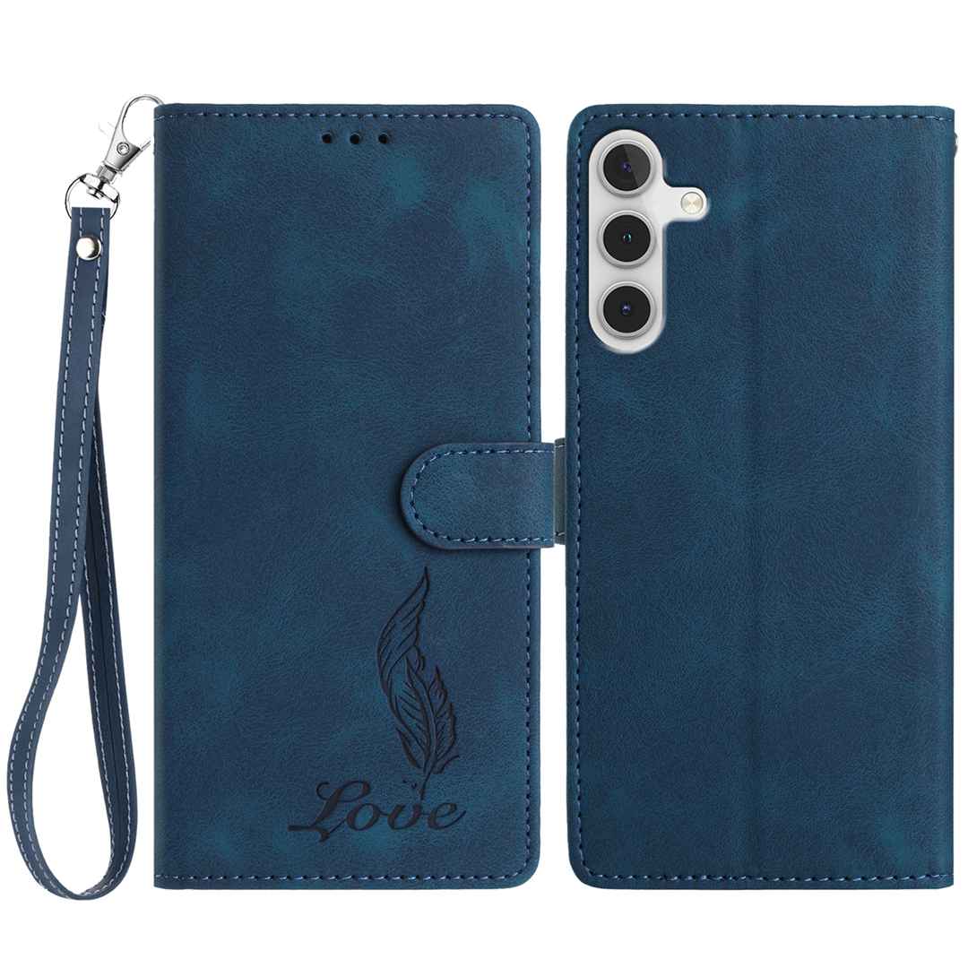 For Samsung Galaxy A56 5G Case Imprinted Feather PU Leather Wallet Phone Cover with Wrist Strap Dark Blue
For Samsung Galaxy A56 5G Case Imprinted Feather PU Leather Wallet Phone Cover with Wrist Strap Dark Blue