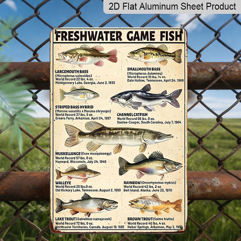2D Flat, 1pc Fish Knowledge Vintage Aluminum Sign FreshWater Game Fish Wall Art Sign Funny Fishing Metal Decor Gifts Plaque for Man Cave Home Wall 20*30cm
2D Flat, 1pc Fish Knowledge Vintage Aluminum Sign FreshWater Game Fish Wall Art Sign Funny Fishing Metal Decor Gifts Plaque for Man Cave Home Wall 20*30cm