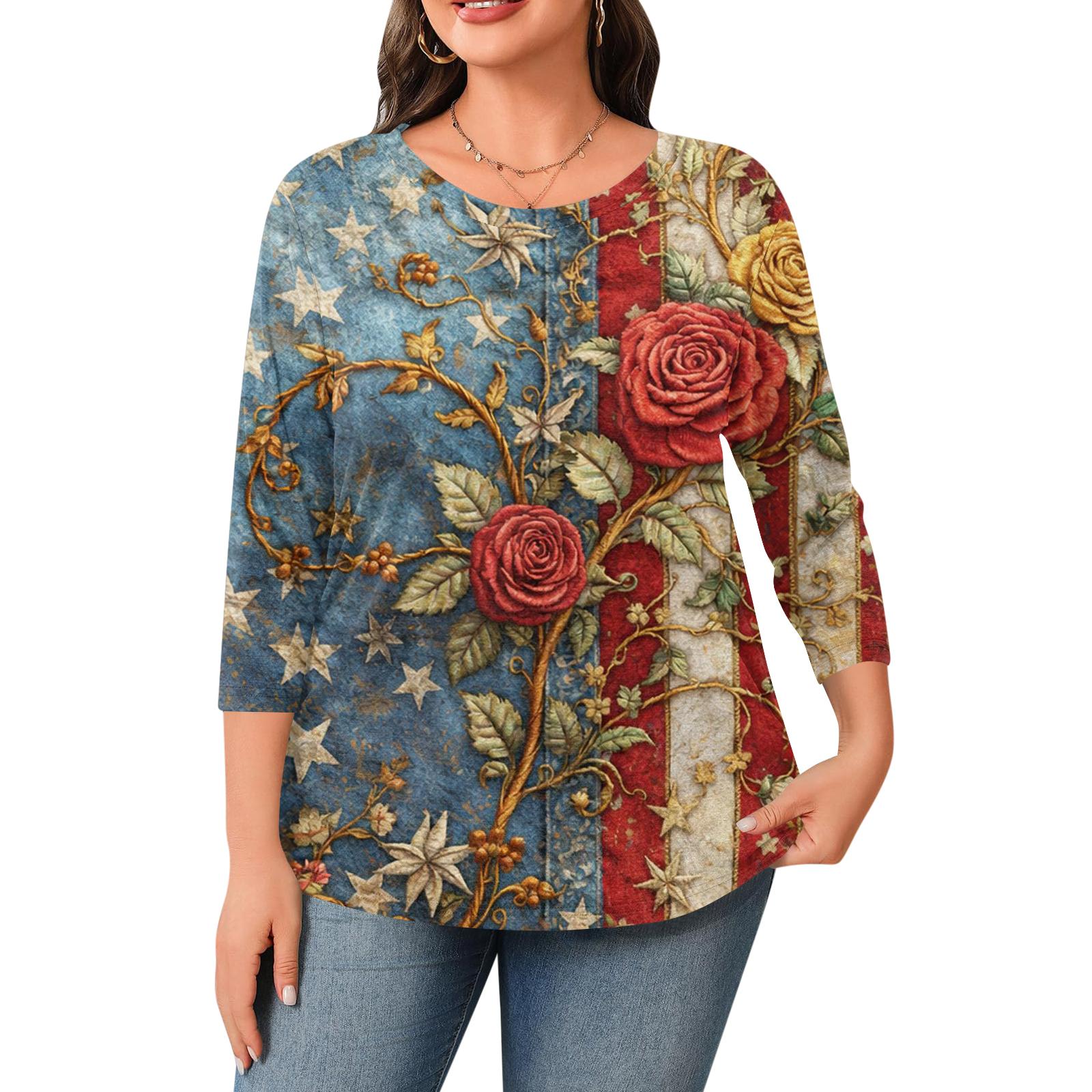 Plus Size Women s Round Neck 3/4 Sleeve Printed Top XXXXL
Plus Size Women s Round Neck 3/4 Sleeve Printed Top XXXXL
