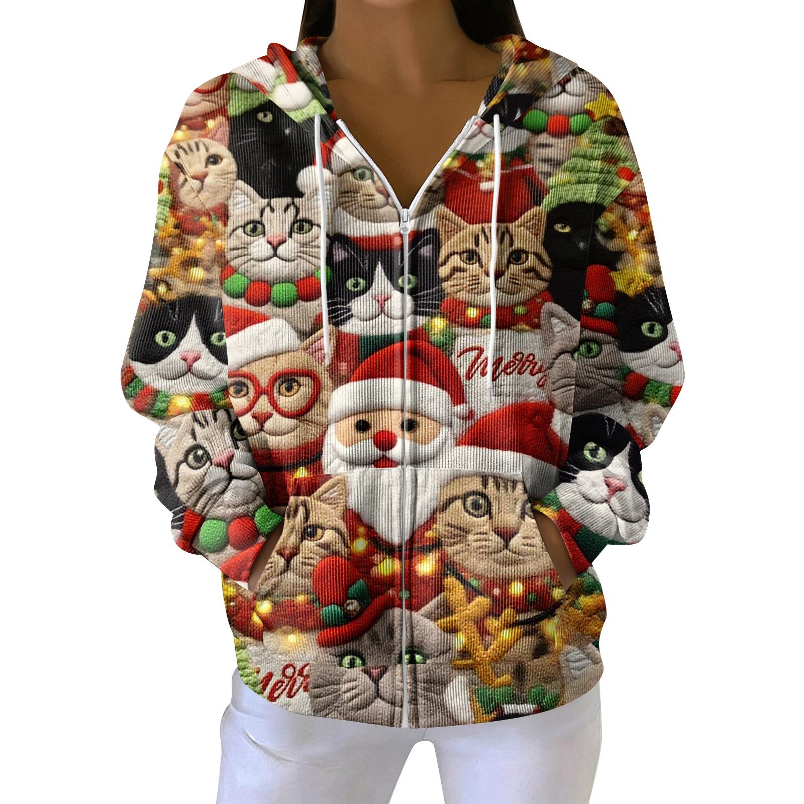 Women s Casual Fashion Long-Sleeved Zip-Up Christmas Print Knitted Hoodie S верблюд
Women s Casual Fashion Long-Sleeved Zip-Up Christmas Print Knitted Hoodie S верблюд