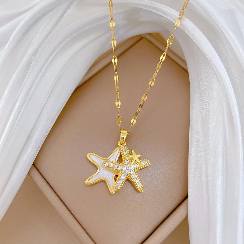 Boho Shiny Zircon Can Open Shell Starfish Pendant Necklace for Women Girls Gold Color Stainless Steel Chain Jewelry Gifts
Boho Shiny Zircon Can Open Shell Starfish Pendant Necklace for Women Girls Gold Color Stainless Steel Chain Jewelry Gifts