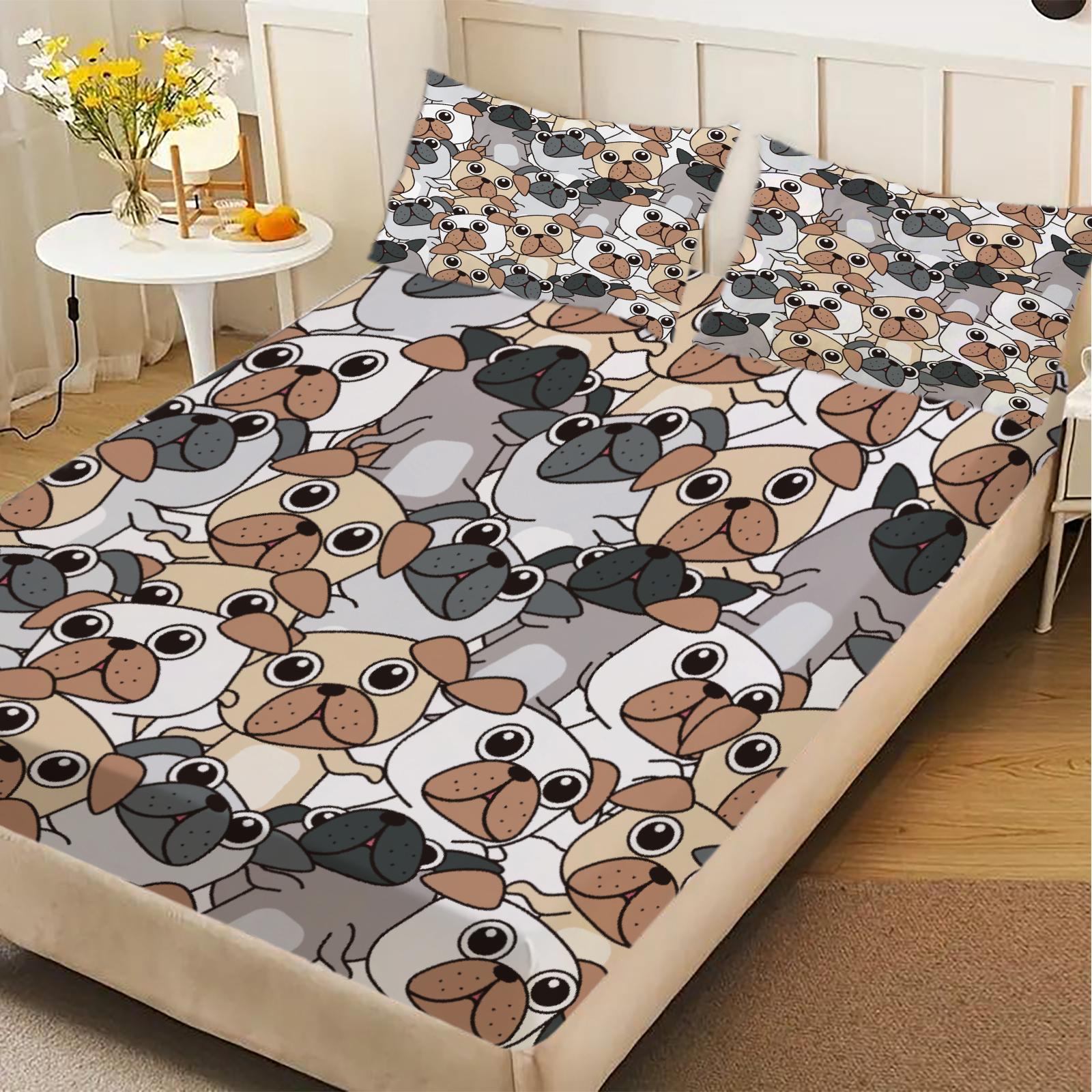 3pcs Fitted Sheet Set Cute Dog Faces Pattern Print Breathable Durable Bed Sheet With Pillowcases For Bedroom Decor 99x190x25cm
3pcs Fitted Sheet Set Cute Dog Faces Pattern Print Breathable Durable Bed Sheet With Pillowcases For Bedroom Decor 99x190x25cm