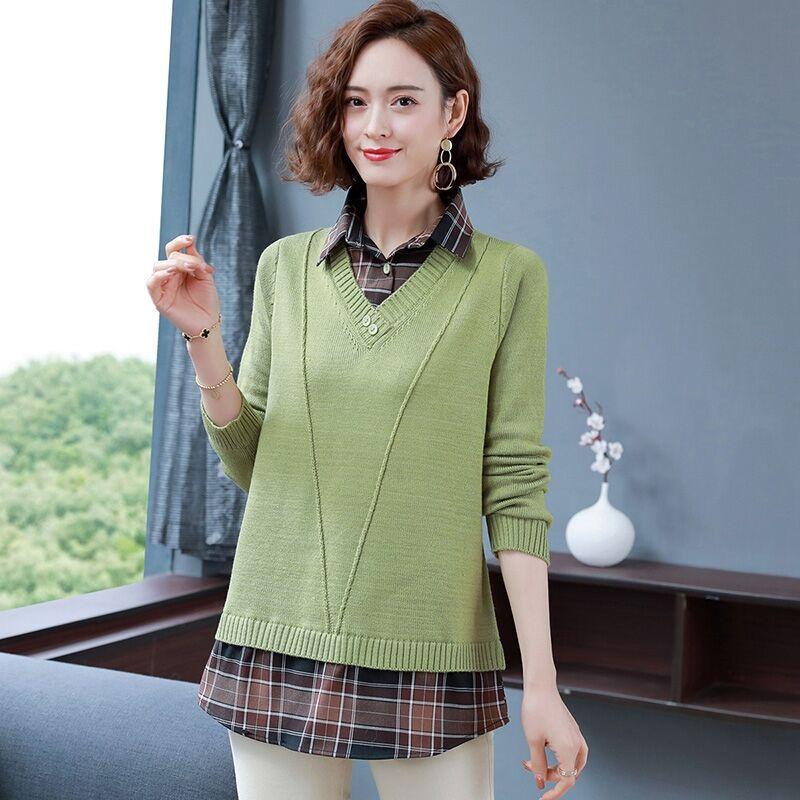 Женский свитер-двойка, весенний свитер с рубашечным воротником, базовая рубашка, весенне-осенний свободный пуловер XXL
Женский свитер-двойка, весенний свитер с рубашечным воротником, базовая рубашка, весенне-осенний свободный пуловер XXL