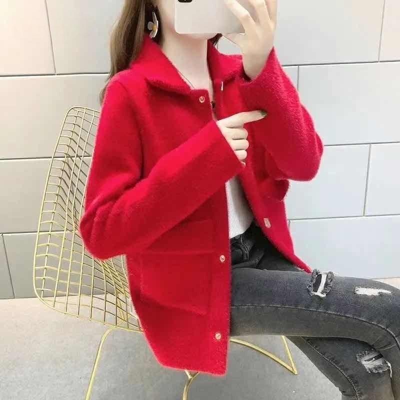 Осенне-зимняя корейская версия утолщенной женской короткой куртки из искусственного норкового бархата, свободного свитера, женского вязаного кардигана XL красный
Осенне-зимняя корейская версия утолщенной женской короткой куртки из искусственного норкового бархата, свободного свитера, женского вязаного кардигана XL красный