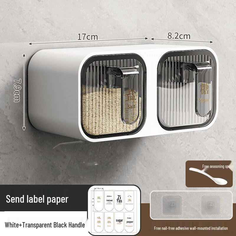 Wall-Mounted Multi-Compartment Seasoning Box with Drawer - Salt, MSG, and Spice Storage Jar.
Wall-Mounted Multi-Compartment Seasoning Box with Drawer - Salt, MSG, and Spice Storage Jar.