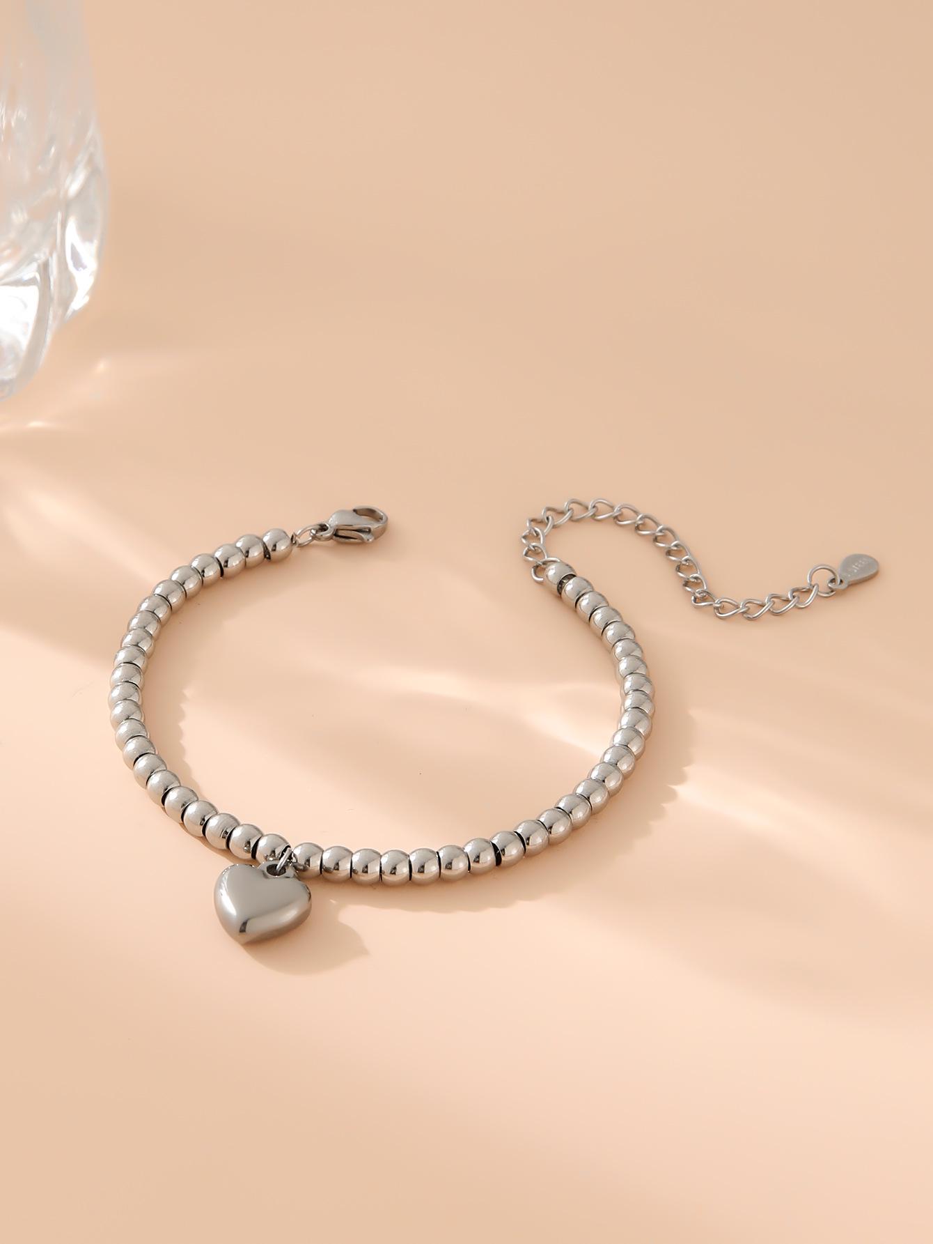 Браслет-бенгл из нержавеющей стали с золотым покрытием, с бусинами в форме сердца и круглыми бусинами для женщин
Браслет-бенгл из нержавеющей стали с золотым покрытием, с бусинами в форме сердца и круглыми бусинами для женщин