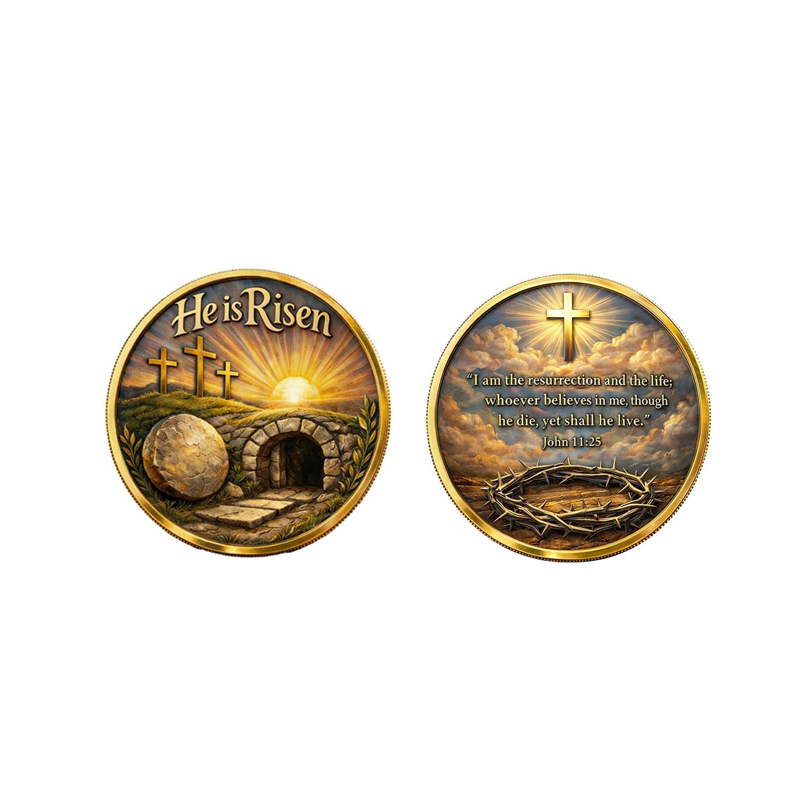 Religious Commemorative Coin He Is Risen Easter Theme Collectible Metal Coin with Detailed Engraving for Faith Remembrance and Display
Religious Commemorative Coin He Is Risen Easter Theme Collectible Metal Coin with Detailed Engraving for Faith Remembrance and Display