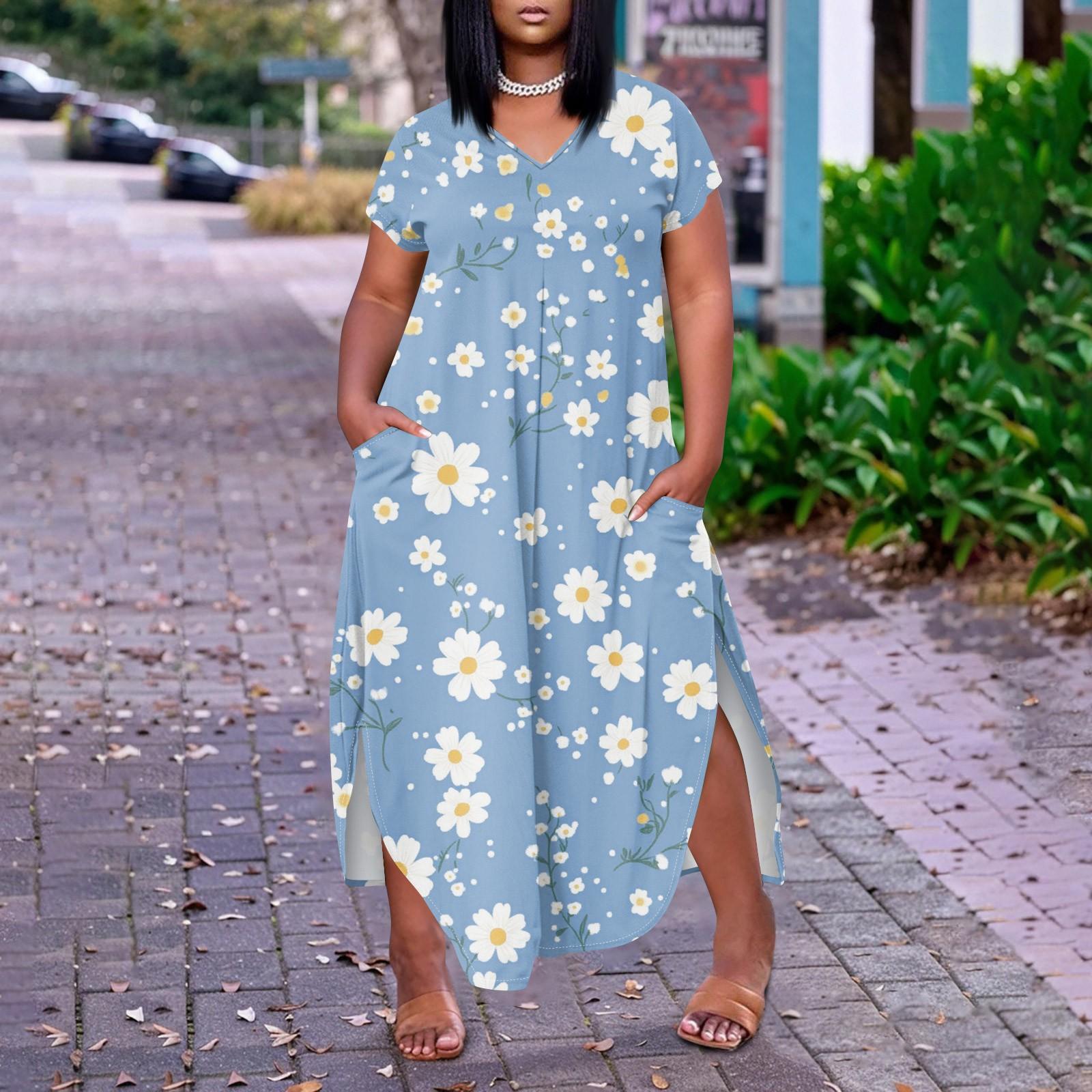 Women Floral Maxi Dress Summer Casual Short Sleeve Dress Sundress V-Neck Long Dresses With Pockets Beach Vacation XXXL
Women Floral Maxi Dress Summer Casual Short Sleeve Dress Sundress V-Neck Long Dresses With Pockets Beach Vacation XXXL