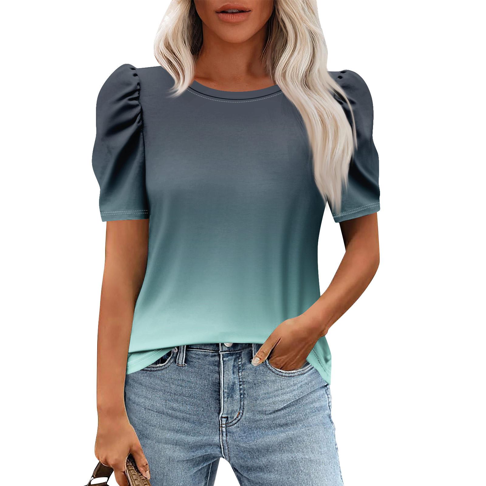 Жіночі повсякденні пухові топи з короткими рукавами Модні туніки з круглим вирізом Літній одяг XL
Жіночі повсякденні пухові топи з короткими рукавами Модні туніки з круглим вирізом Літній одяг XL