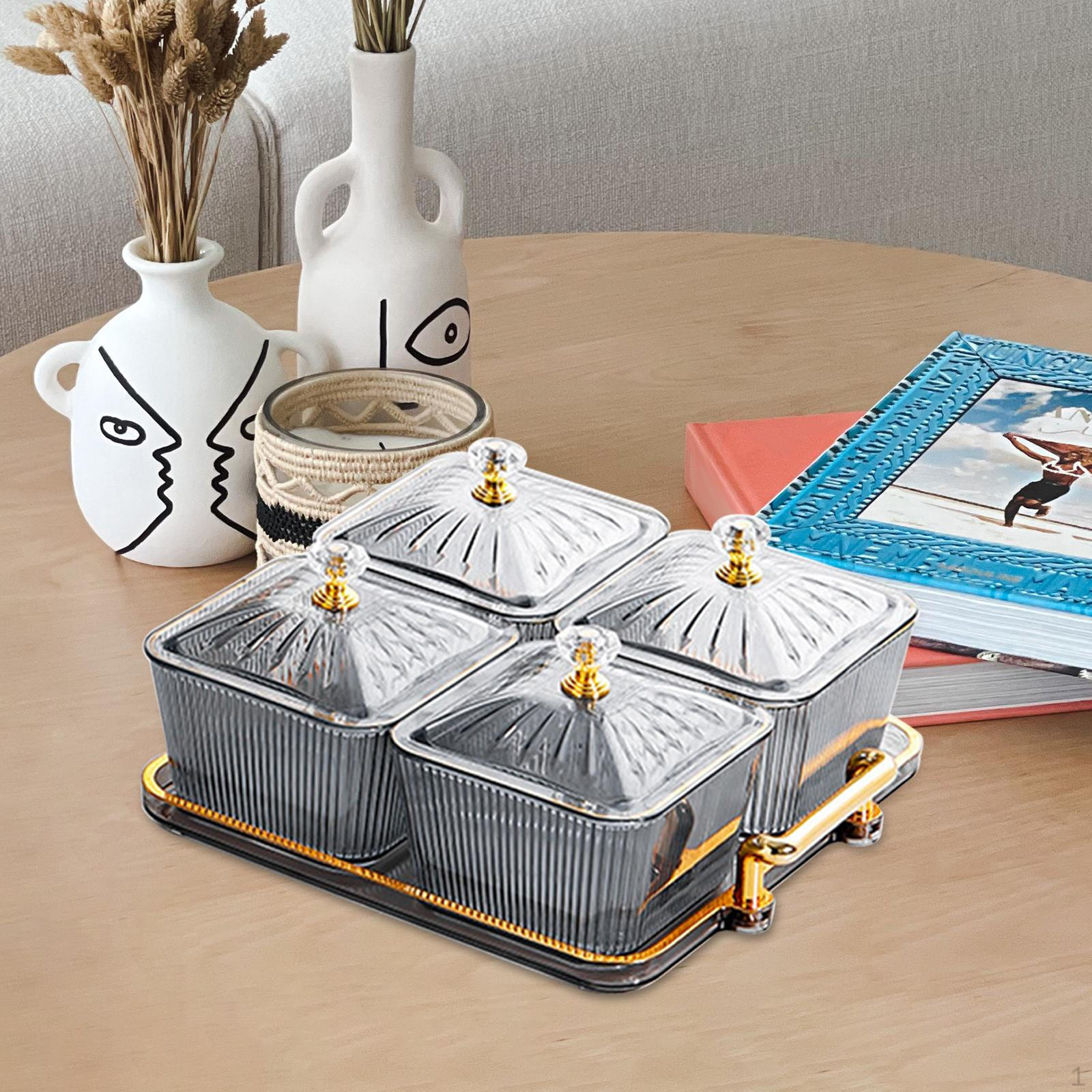 Разделенные сервировочные миски с 4 отделениями Тарелка для сухофруктов с крышкой Декоративная закуска
Разделенные сервировочные миски с 4 отделениями Тарелка для сухофруктов с крышкой Декоративная закуска