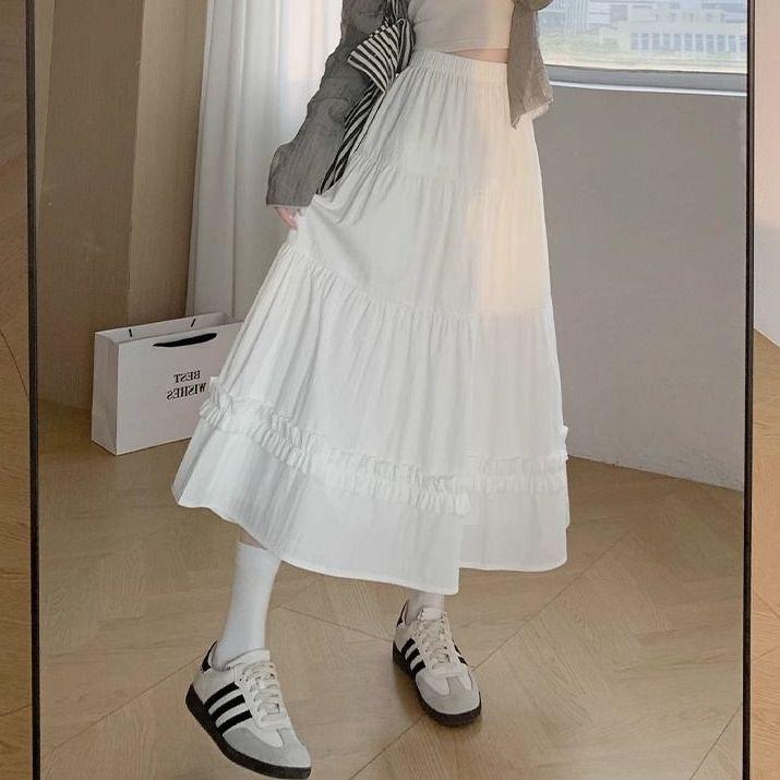 2025 White Summer Lace-Trim A-line Petite Cake Skirt L чёрный 
2025 White Summer Lace-Trim A-line Petite Cake Skirt L чёрный