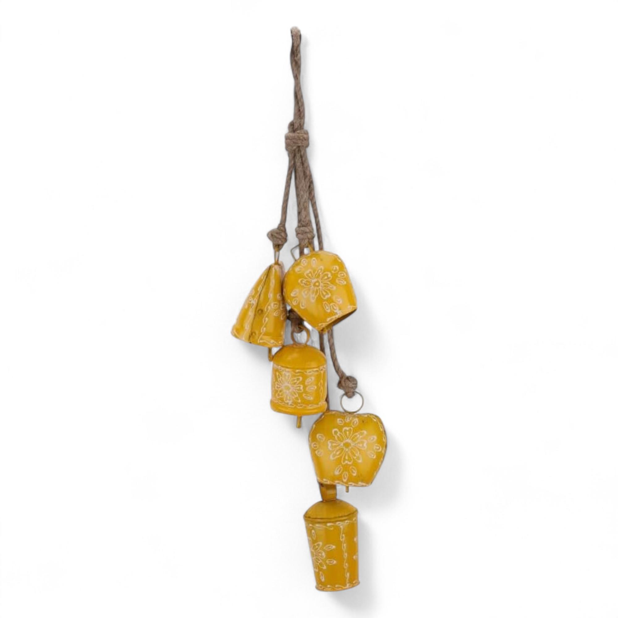 Hand Painted 25 Inch Rustic Wind Chime with 5 Floral Bells for Garden Porch Decor and Soothing Melodic Sounds (Yellow)
Hand Painted 25 Inch Rustic Wind Chime with 5 Floral Bells for Garden Porch Decor and Soothing Melodic Sounds (Yellow)