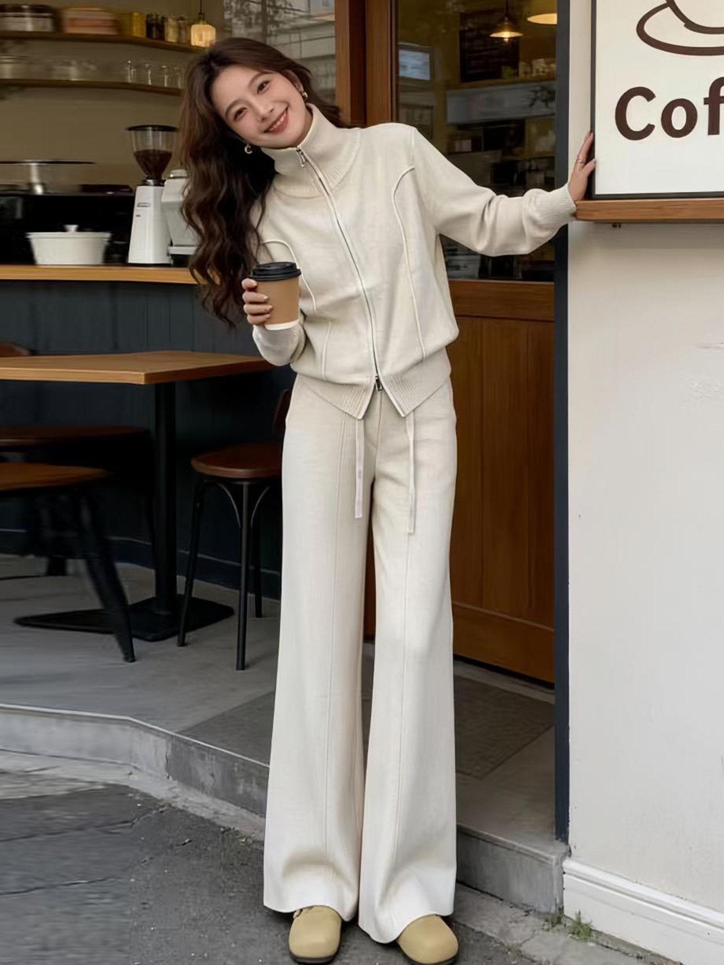 Korean Style Knit Sweater & Wide Leg Pants Set - Women s Spring/Autumn Slimming Hoodie Sportswear Two-Piece Set S (up to 98 lbs)
Korean Style Knit Sweater & Wide Leg Pants Set - Women s Spring/Autumn Slimming Hoodie Sportswear Two-Piece Set S (up to 98 lbs)