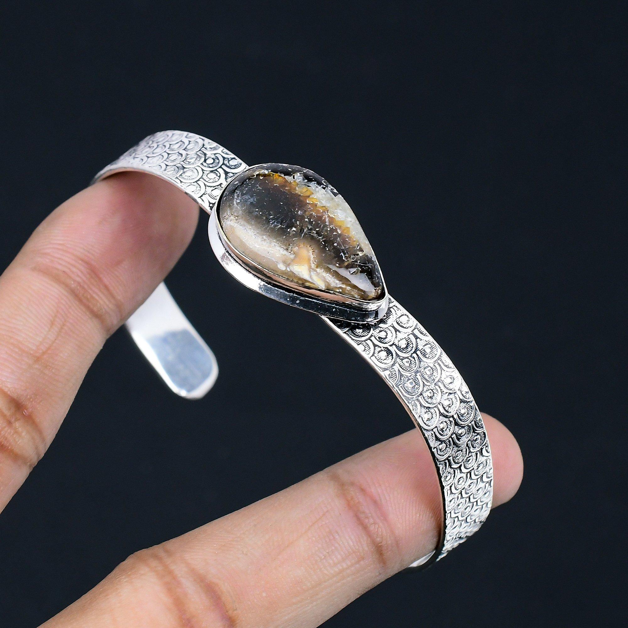 Anniversary Gift For Her Natural Septarian Gemstone Bangle Adjustable 925 Silver Adjustable
Anniversary Gift For Her Natural Septarian Gemstone Bangle Adjustable 925 Silver Adjustable