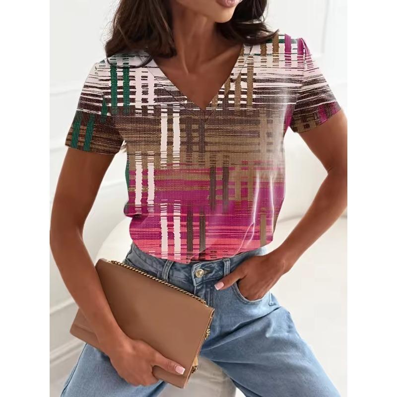 Летний топ с V-образным вырезом, 3D-принтом с градиентом цвета, модная повседневная женская футболка с коротким рукавом S
Летний топ с V-образным вырезом, 3D-принтом с градиентом цвета, модная повседневная женская футболка с коротким рукавом S