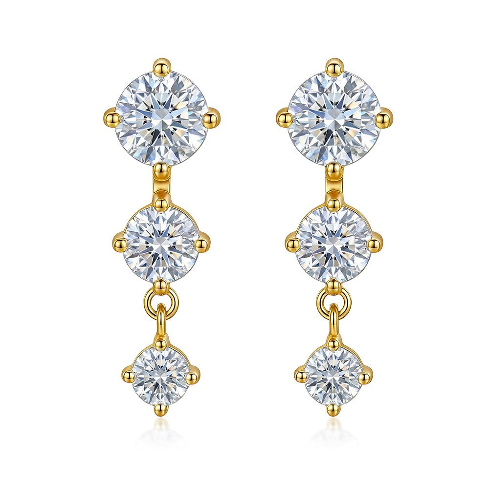 925 Sterling Silver Moissanite Drop Earrings for Women, Triple Round Cut Dangle Bridal Wedding Jewelry золотой
925 Sterling Silver Moissanite Drop Earrings for Women, Triple Round Cut Dangle Bridal Wedding Jewelry золотой