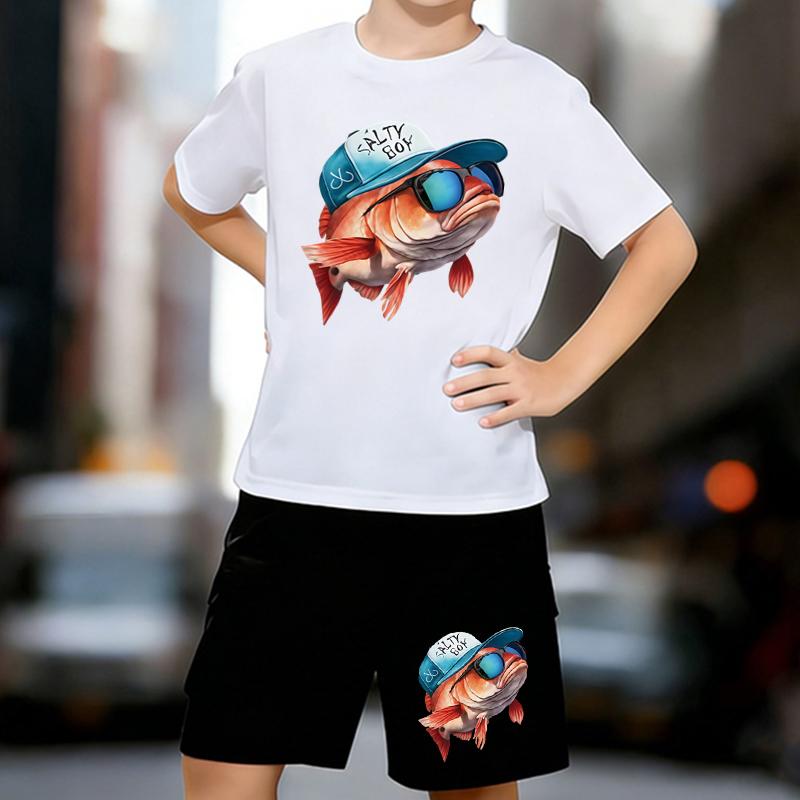 Boys 2 Piece Cartoon fish printed Outfit, Short Sleeve T-Shirt and Shorts Set for Kids Age 5-14,White Sporty Casual Summer Clothes 13-14 Years білий
Boys 2 Piece Cartoon fish printed Outfit, Short Sleeve T-Shirt and Shorts Set for Kids Age 5-14,White Sporty Casual Summer Clothes 13-14 Years білий