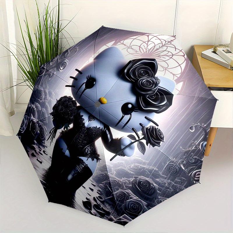 Gothic Hello Kitty,Black Roses Automatic Folding Umbrella-Simple 8-Rib Design, Bright Cartoon Pattern, Durable Iron Frame, Suitable For Trav
Gothic Hello Kitty,Black Roses Automatic Folding Umbrella-Simple 8-Rib Design, Bright Cartoon Pattern, Durable Iron Frame, Suitable For Trav