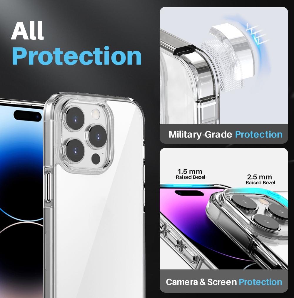 NORTHJO 5 in 1 For iPhone 14 Pro Clear Case PC+TPU Phone Cover Set with 2 Screen Protector,2 Camera Lens Protector A
NORTHJO 5 in 1 For iPhone 14 Pro Clear Case PC+TPU Phone Cover Set with 2 Screen Protector,2 Camera Lens Protector A
