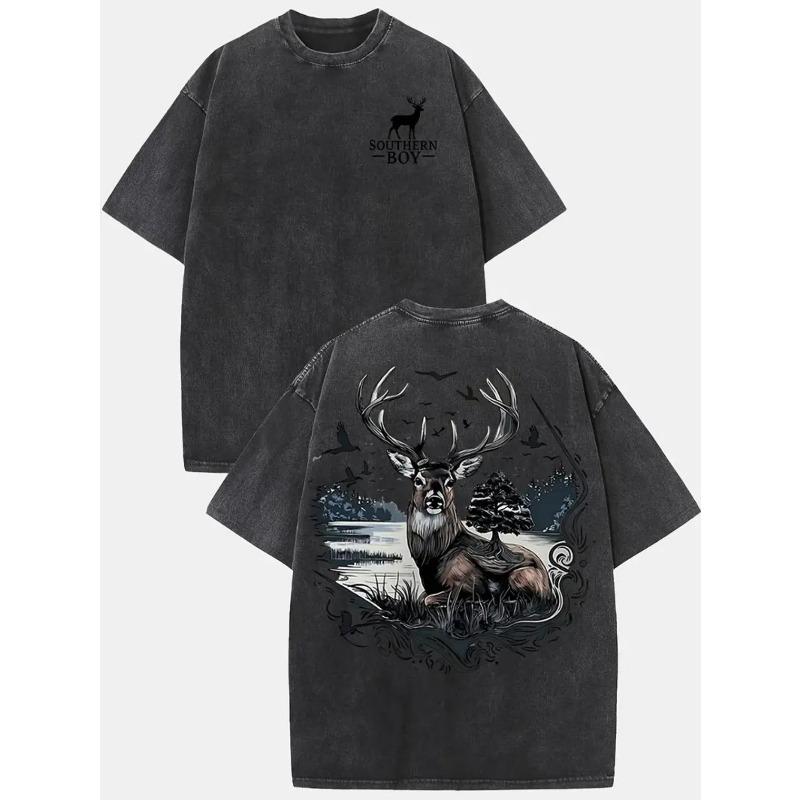 European sizes Men s Washed Cotton Short-sleeved T-shirt, Bucks Forest Pattern Retro Style, High Quality Fashion, Soft and Comfortable S чёрный
European sizes Men s Washed Cotton Short-sleeved T-shirt, Bucks Forest Pattern Retro Style, High Quality Fashion, Soft and Comfortable S чёрный