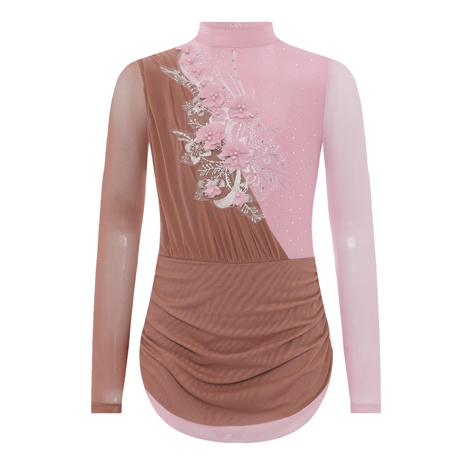 Girls Figure Skating Lyrical Dress Mock Neck Sheer Mesh Long Sleeve Keyhole Back Rhinestone Dress 5-6 Years коричневий
Girls Figure Skating Lyrical Dress Mock Neck Sheer Mesh Long Sleeve Keyhole Back Rhinestone Dress 5-6 Years коричневий